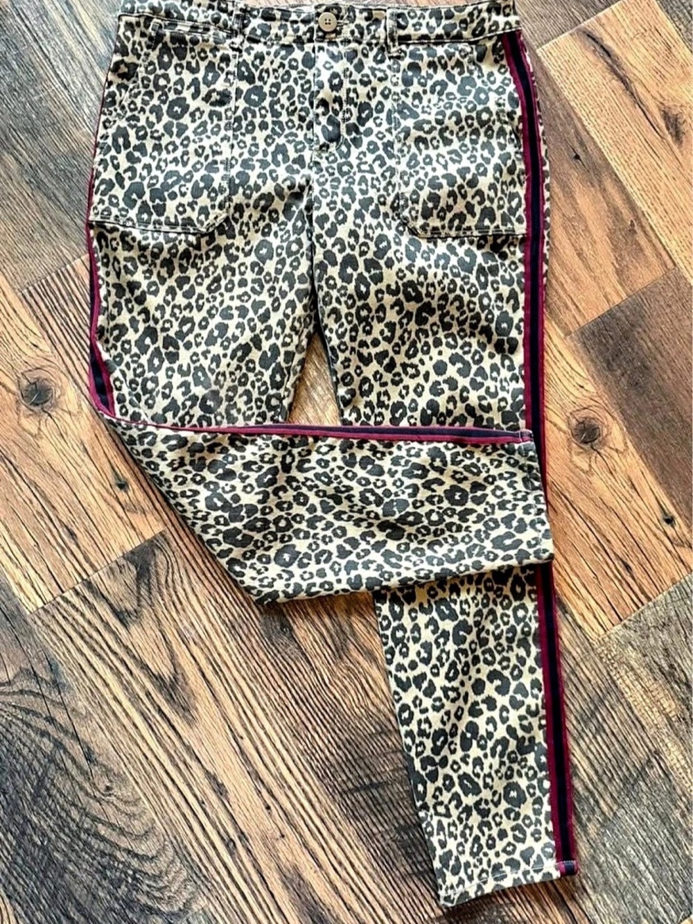 Sanctuary Leopard Tuxedo Stripe Skinny Pant Leopard Print Waist 31 Preppy & Bold